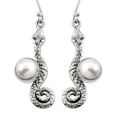 925 sterling silver 5.51cts natural white pearl snake earrings jewelry n34465