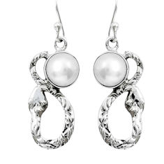 925 sterling silver 4.47cts natural white pearl snake earrings jewelry y15590