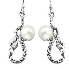 925 sterling silver 4.90cts natural white pearl snake earrings jewelry y8337