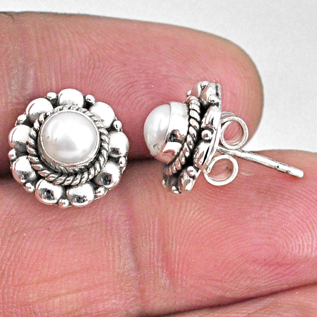 925 sterling silver 1.63cts natural white pearl stud earrings jewelry r59572