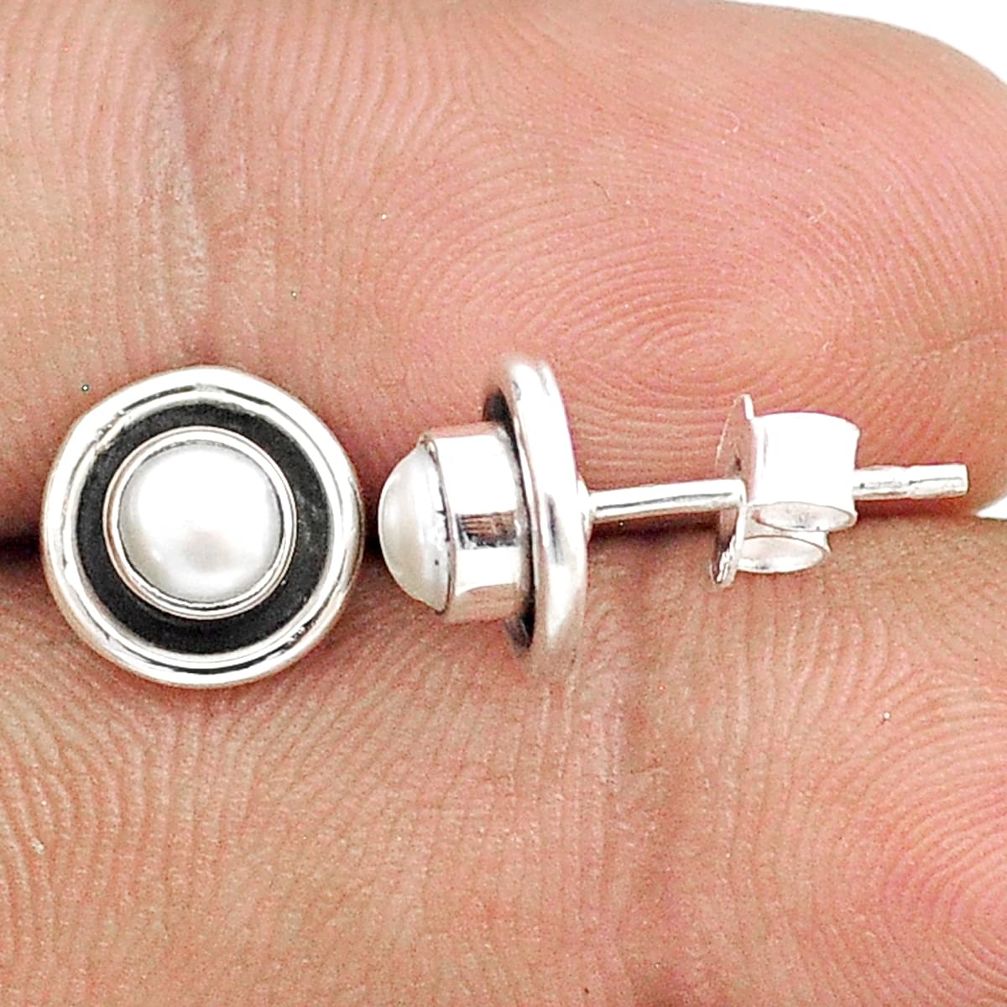 925 sterling silver 1.62cts natural white pearl stud earrings jewelry u30905