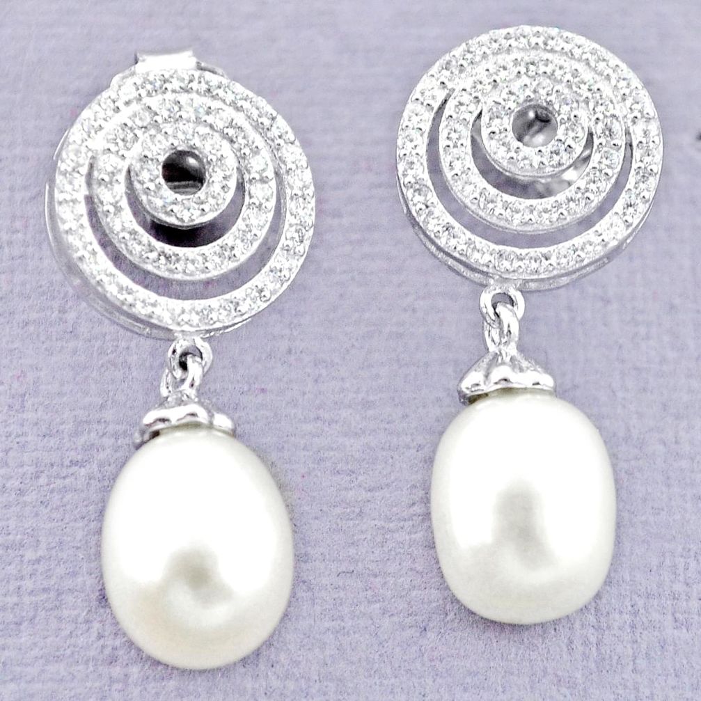 925 sterling silver natural white pearl topaz stud earrings jewelry c25044