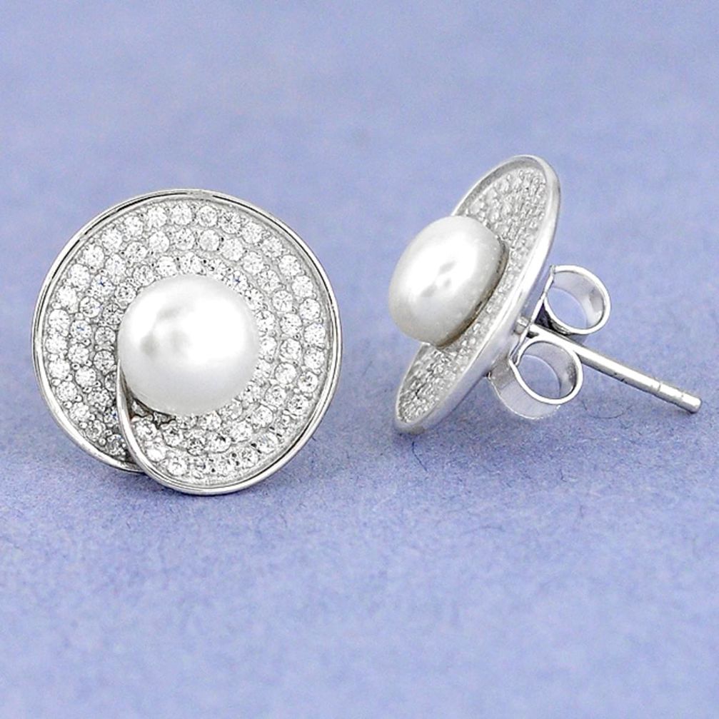 925 sterling silver natural white pearl topaz stud earrings jewelry c25632