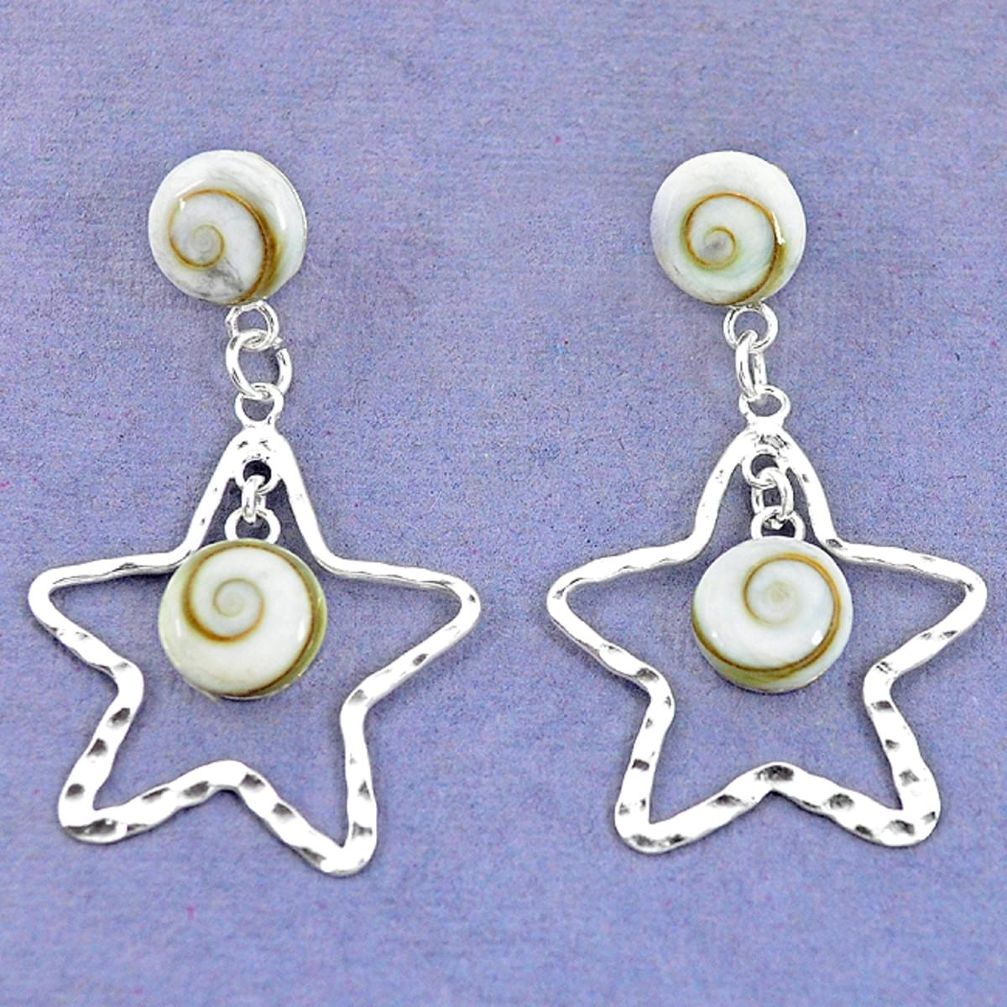 925 sterling silver natural white shiva eye round dreamcatcher earrings c23007