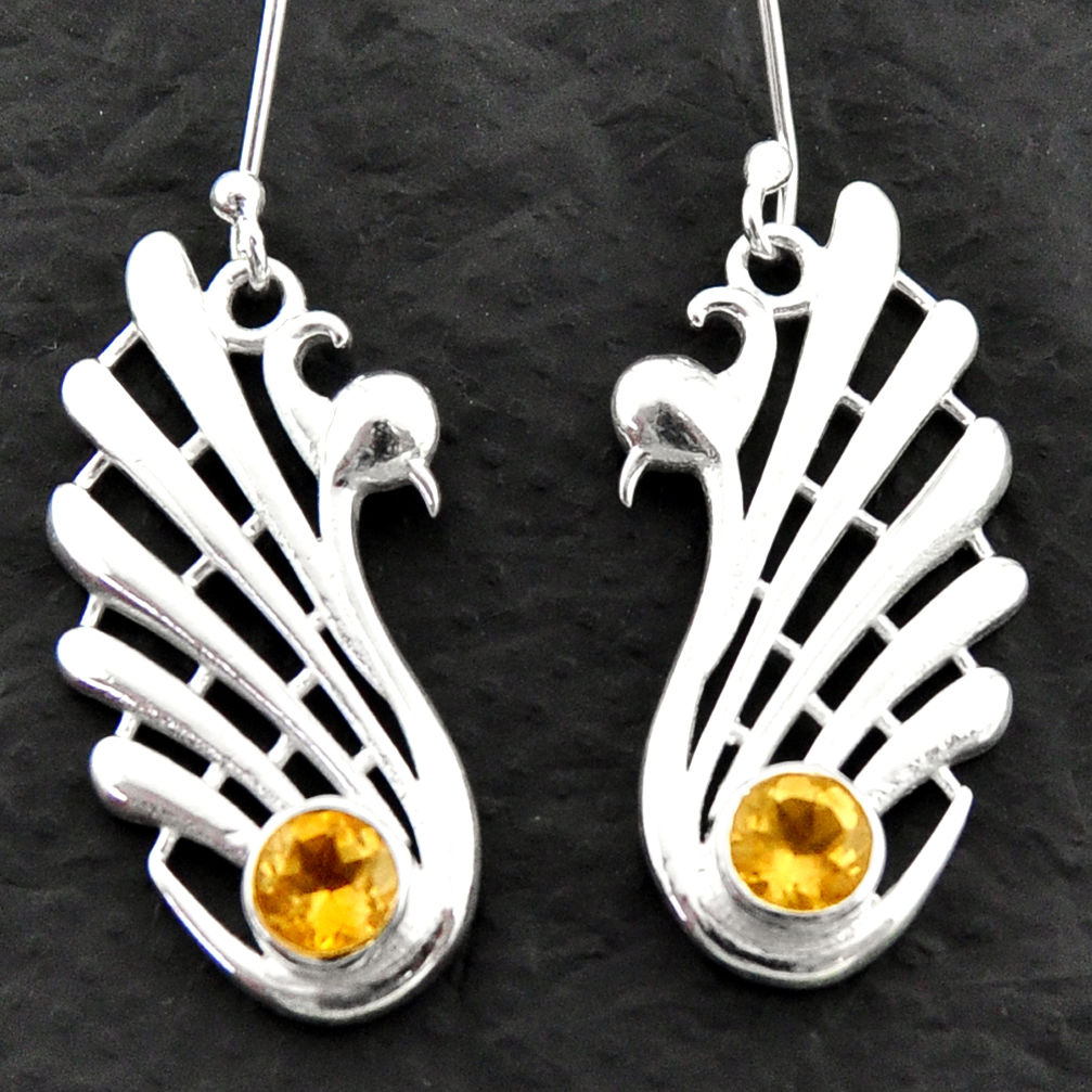 925 sterling silver 2.00cts natural yellow citrine dangle earrings d39988