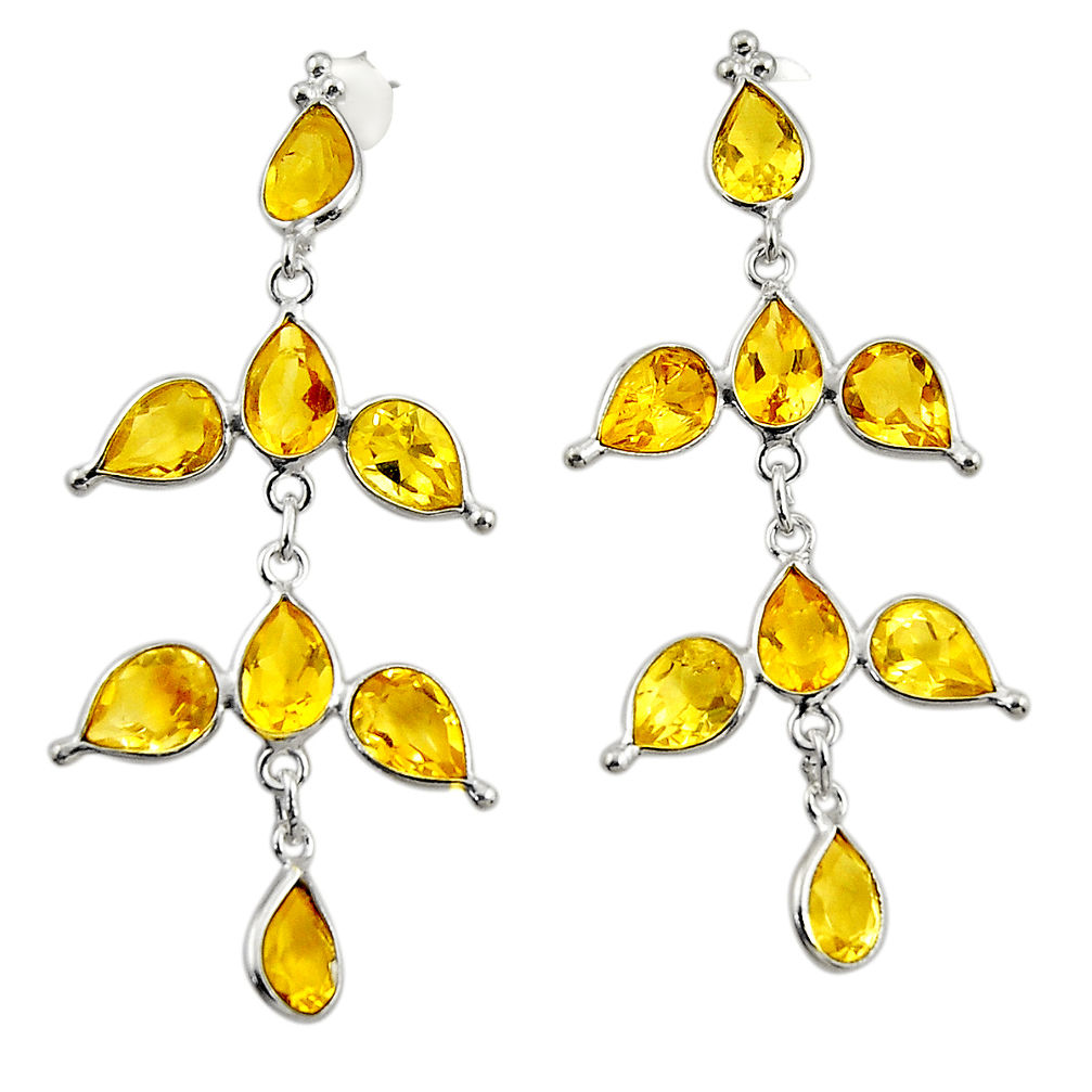 925 sterling silver 13.02cts natural yellow citrine dangle earrings r33084
