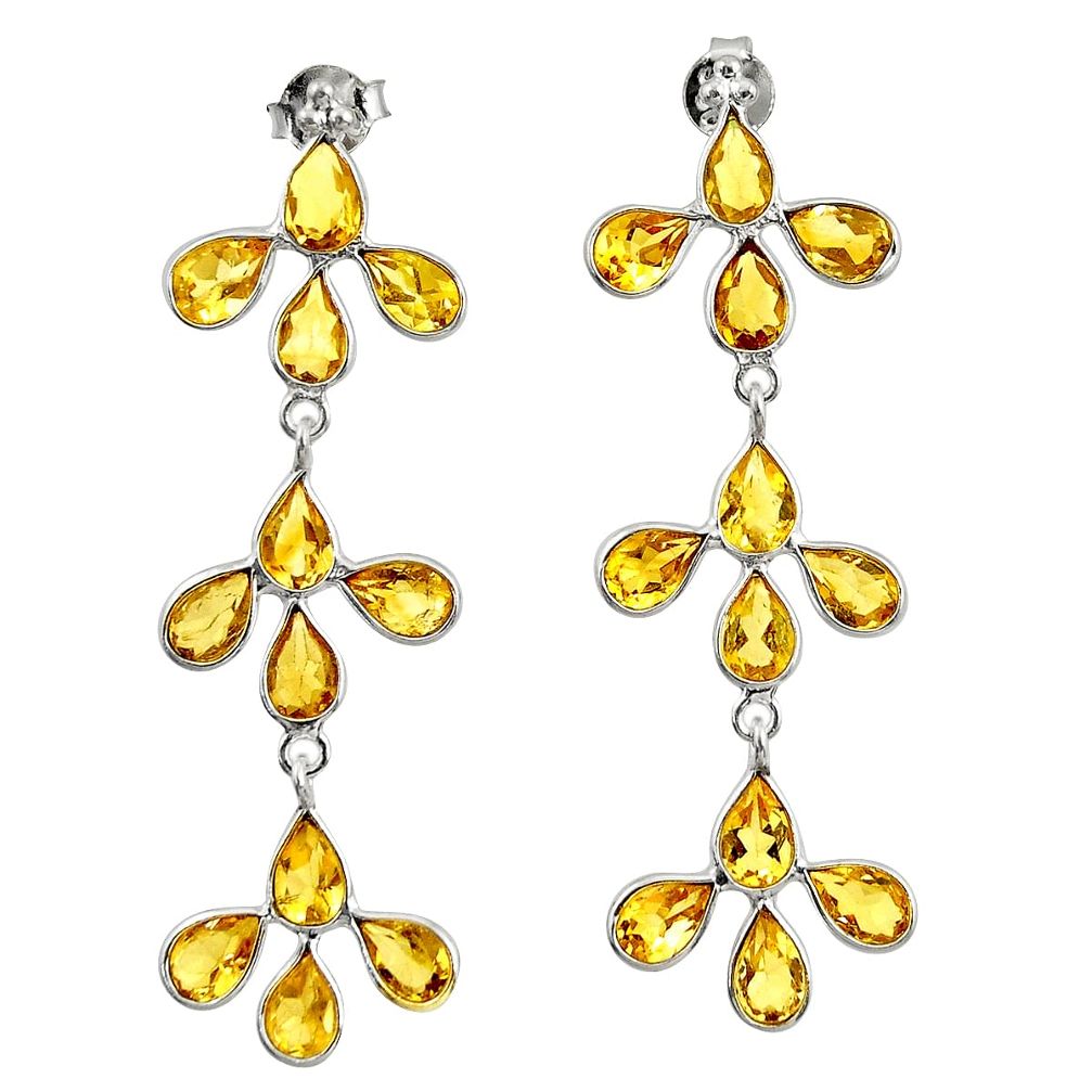 925 sterling silver 10.70cts natural yellow citrine dangle earrings r33197