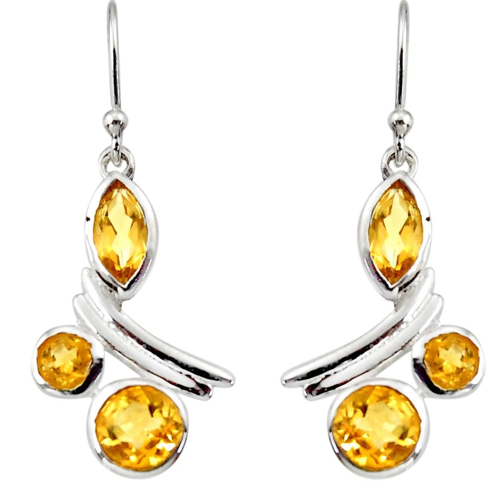 925 sterling silver 8.77cts natural yellow citrine dangle earrings r36744