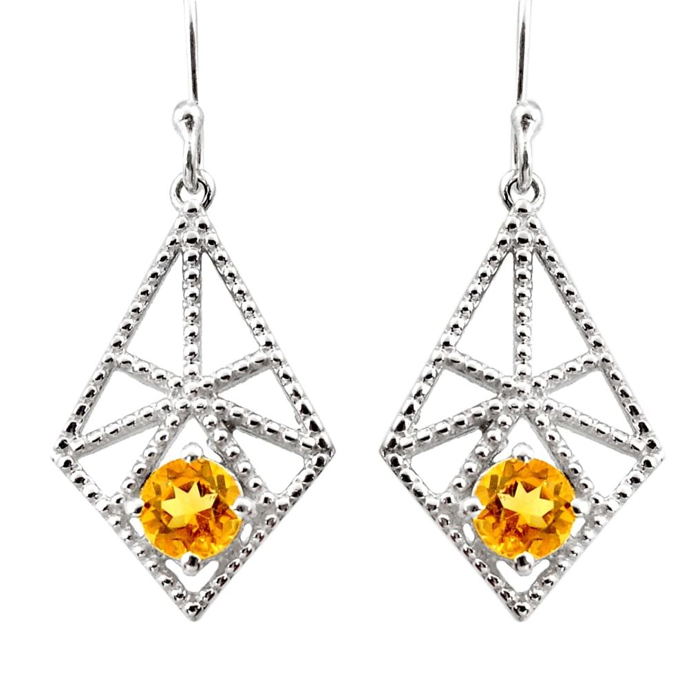 925 sterling silver 2.46cts natural yellow citrine dangle earrings r36864
