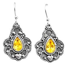 925 sterling silver 4.03cts natural yellow citrine dangle earrings t86898