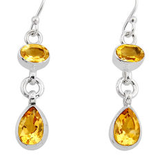 925 sterling silver 5.73cts natural yellow citrine pear dangle earrings y81714