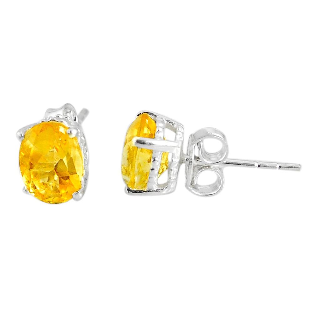 925 sterling silver 3.21cts natural yellow citrine stud earrings jewelry r77060