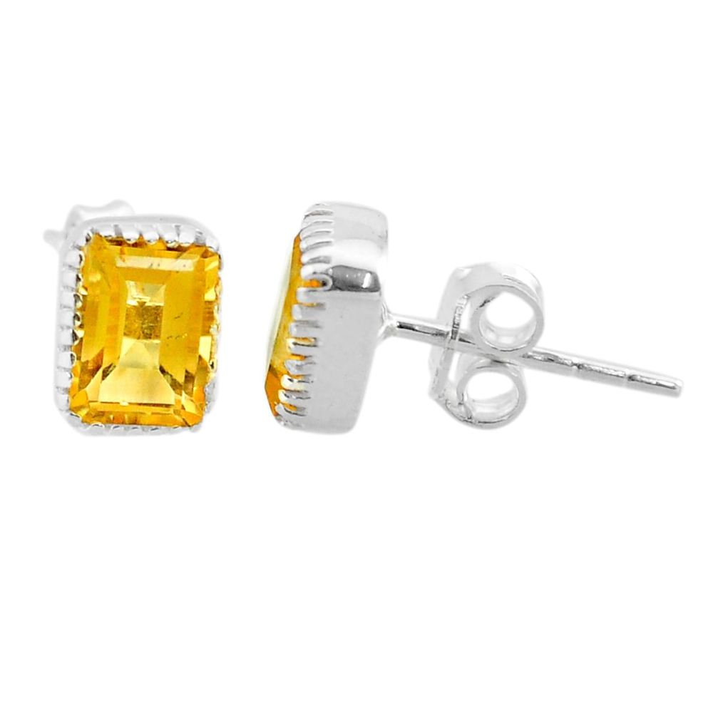 925 sterling silver 3.21cts natural yellow citrine stud earrings jewelry t30895