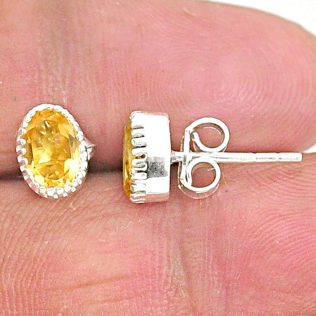 925 sterling silver 2.93cts natural yellow citrine stud earrings jewelry t4478