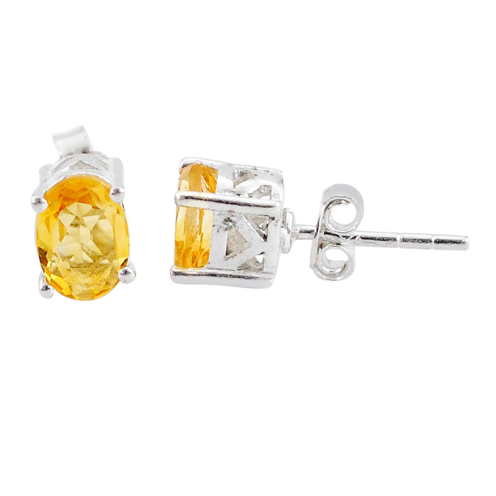 925 sterling silver 2.54cts natural yellow citrine stud earrings jewelry t4891