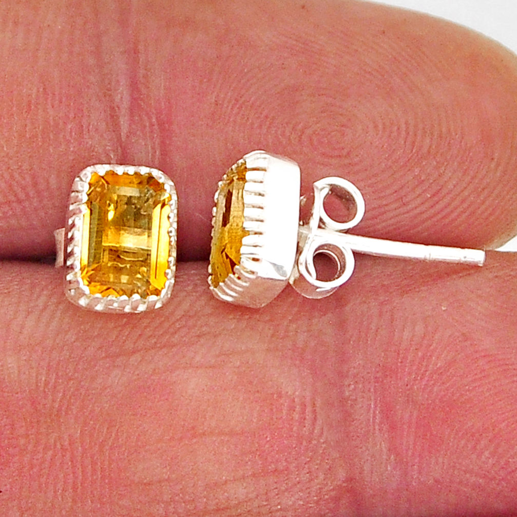 925 sterling silver 2.90cts natural yellow citrine stud earrings jewelry y73848