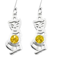 Clearance Sale- 925 sterling silver 2.41cts natural yellow citrine two cats earrings p60757