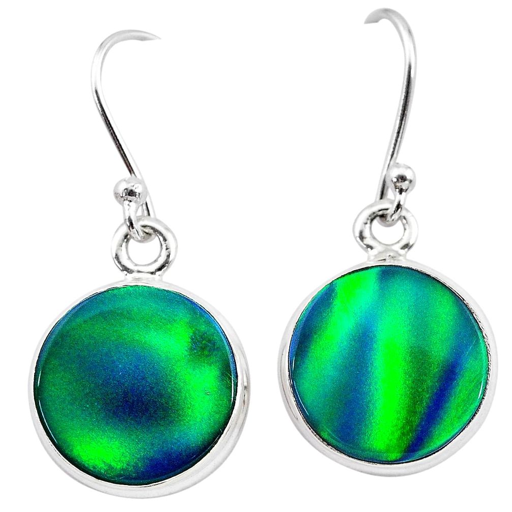 925 silver 6.26cts northern lights aurora opal (lab) dangle earrings t28464