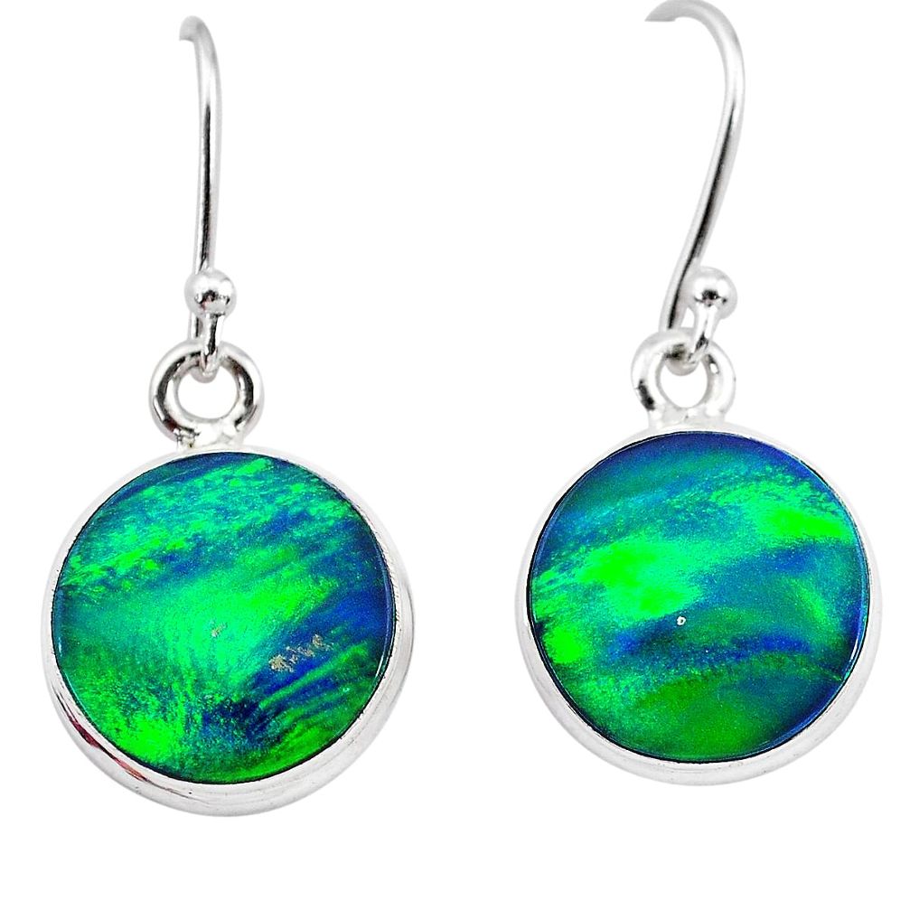 925 silver 5.45cts northern lights aurora opal (lab) dangle earrings t28470