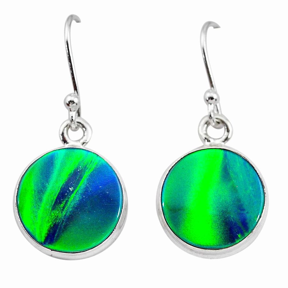 925 silver 5.89cts northern lights aurora opal (lab) dangle earrings t28487