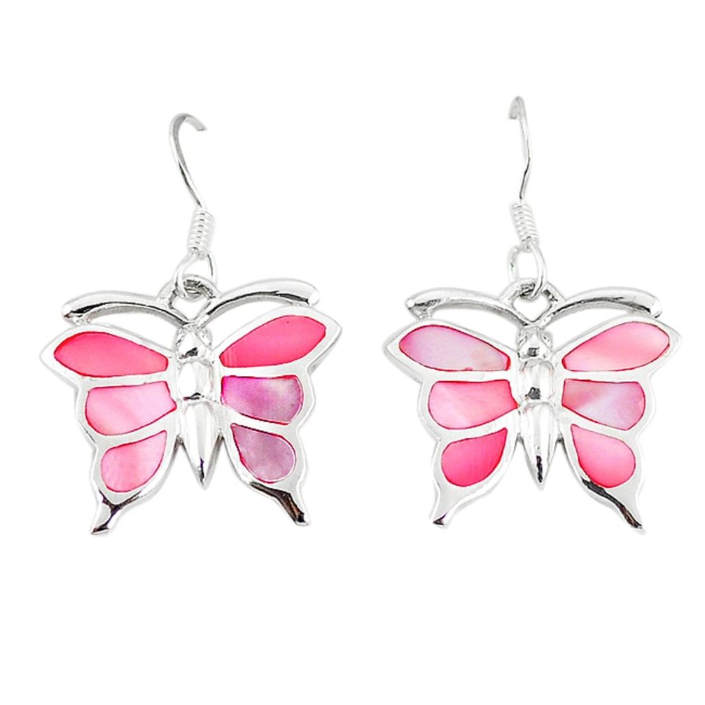 925 sterling silver pink pearl enamel butterfly earrings jewelry a55554 c14224