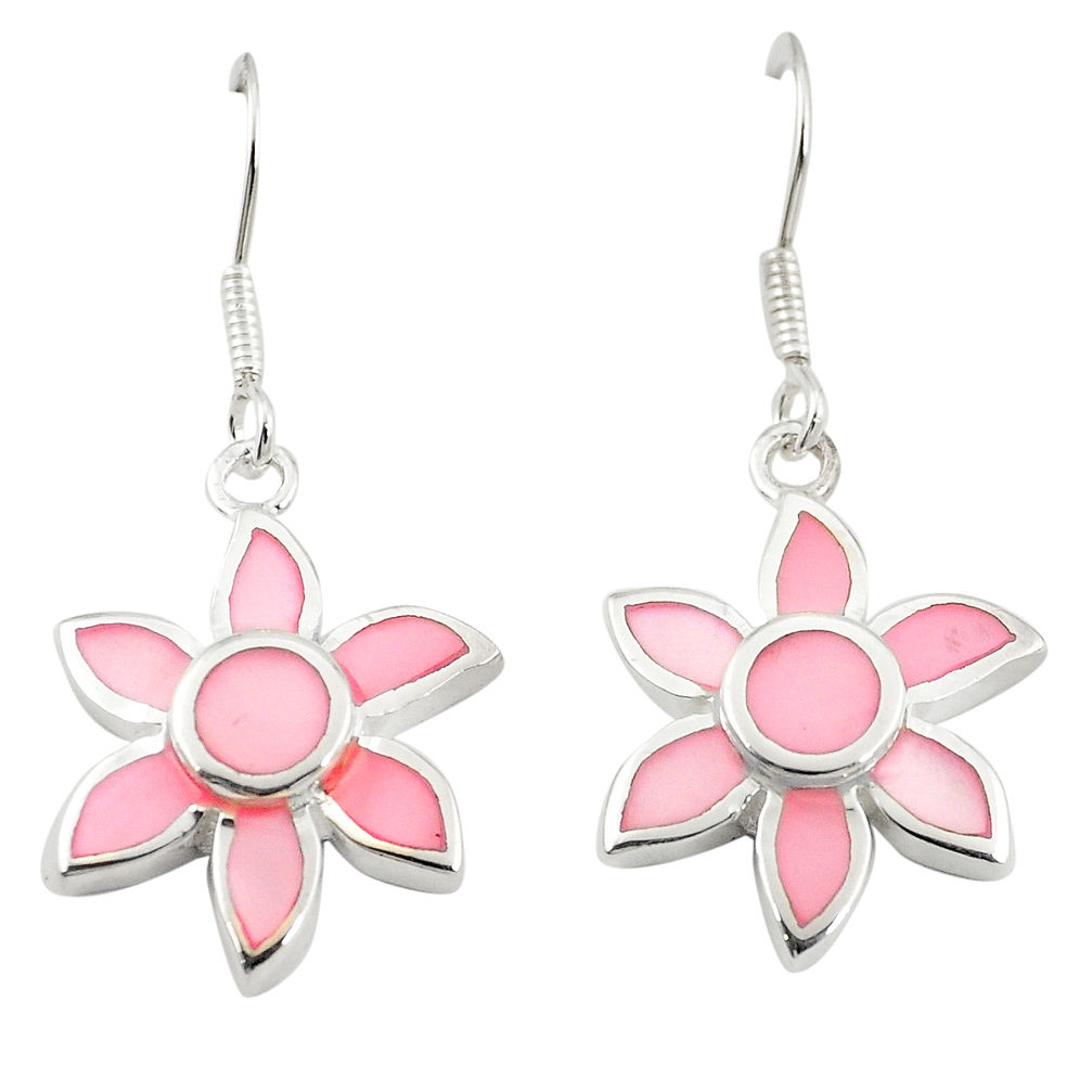 925 sterling silver pink pearl enamel dangle earrings jewelry a75898 c14257
