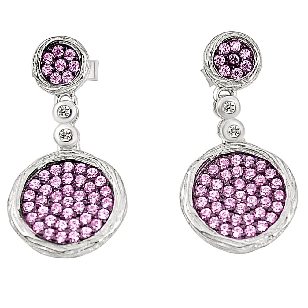 925 sterling silver pink topaz quartz topaz round dangle earrings a78098 c24749