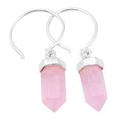 925 sterling silver 9.22cts pointer natural pink rose quartz earrings u49411