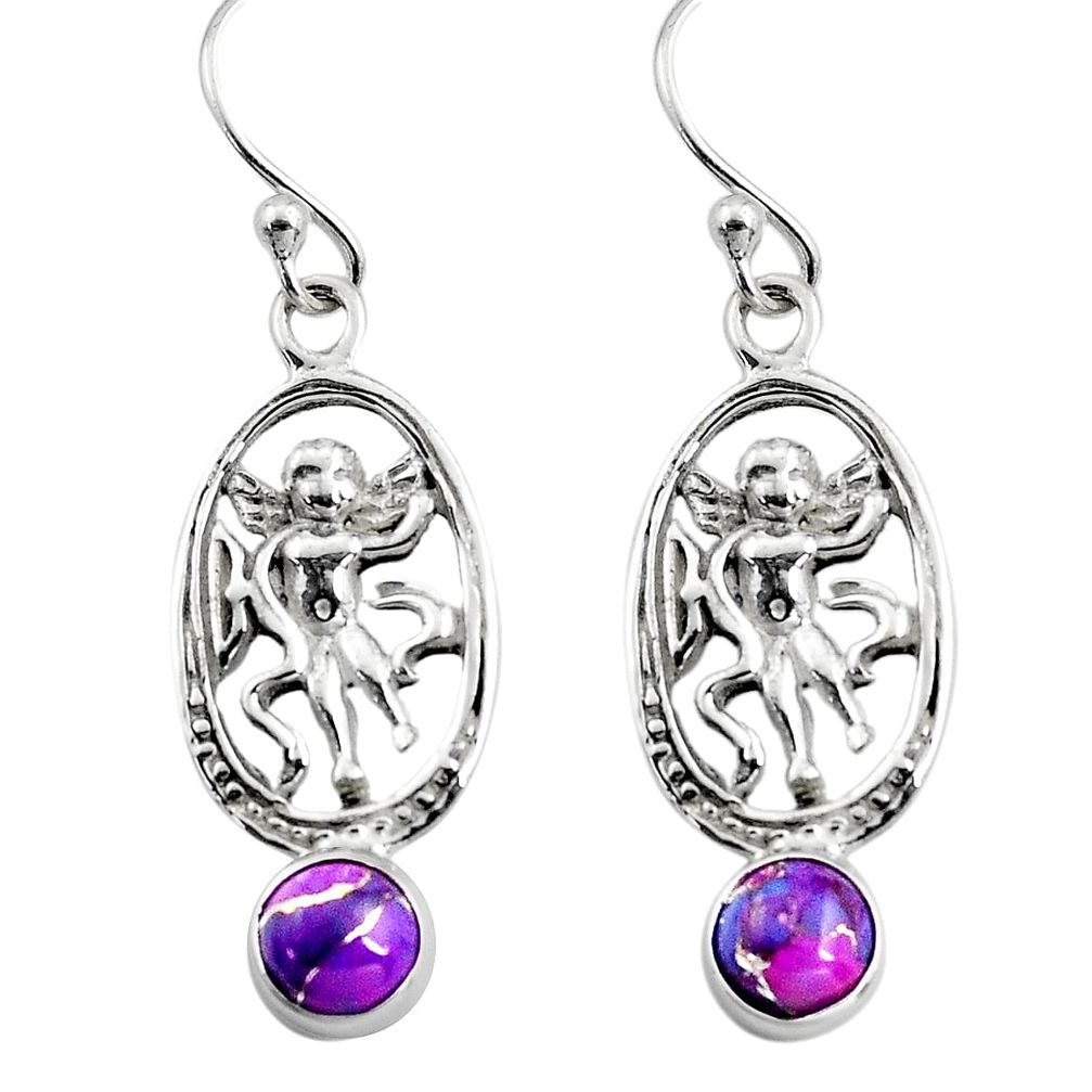925 sterling silver 1.91cts purple copper turquoise angel earrings p84952