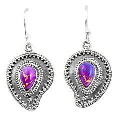 925 sterling silver 4.13cts purple copper turquoise dangle earrings u28183