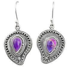 925 sterling silver 3.68cts purple copper turquoise dangle earrings u28200