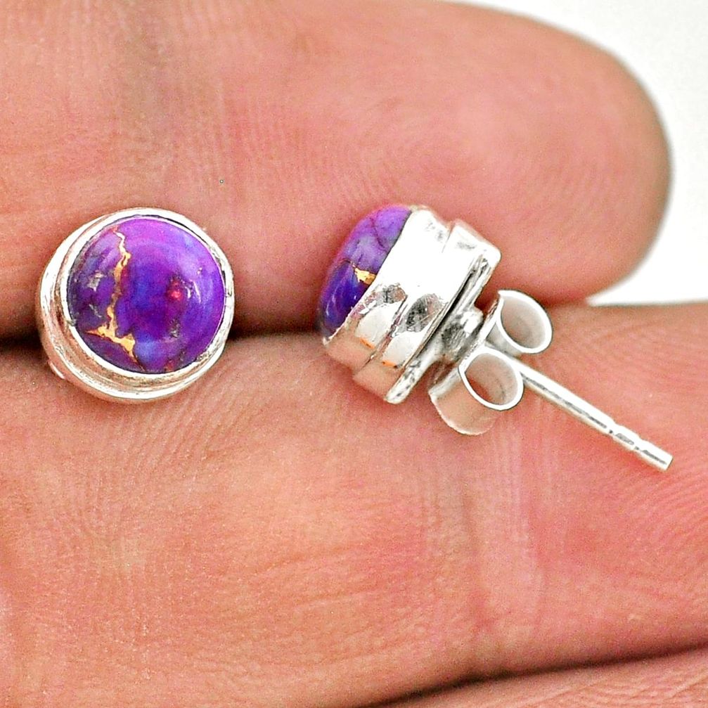 925 sterling silver 4.19cts purple copper turquoise stud earrings jewelry t19387