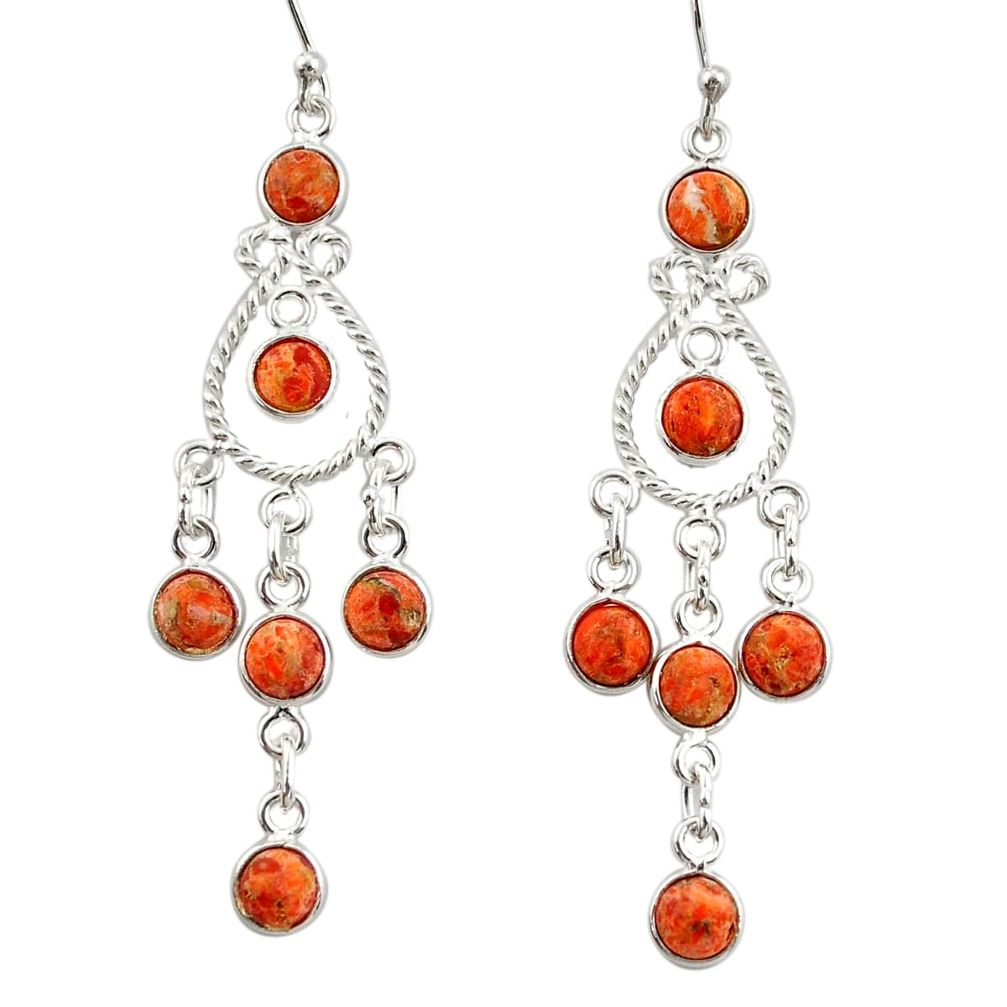 925 sterling silver 11.07cts red copper turquoise chandelier earrings r33595