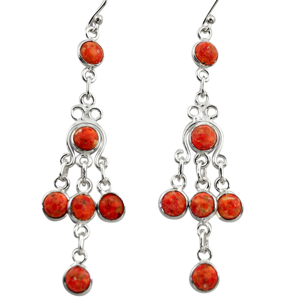 925 sterling silver 8.05cts red copper turquoise dangle earrings jewelry r37536