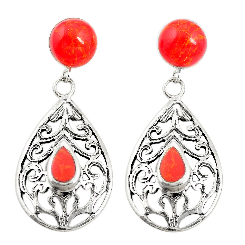925 sterling silver red coral dangle earrings jewelry c11806