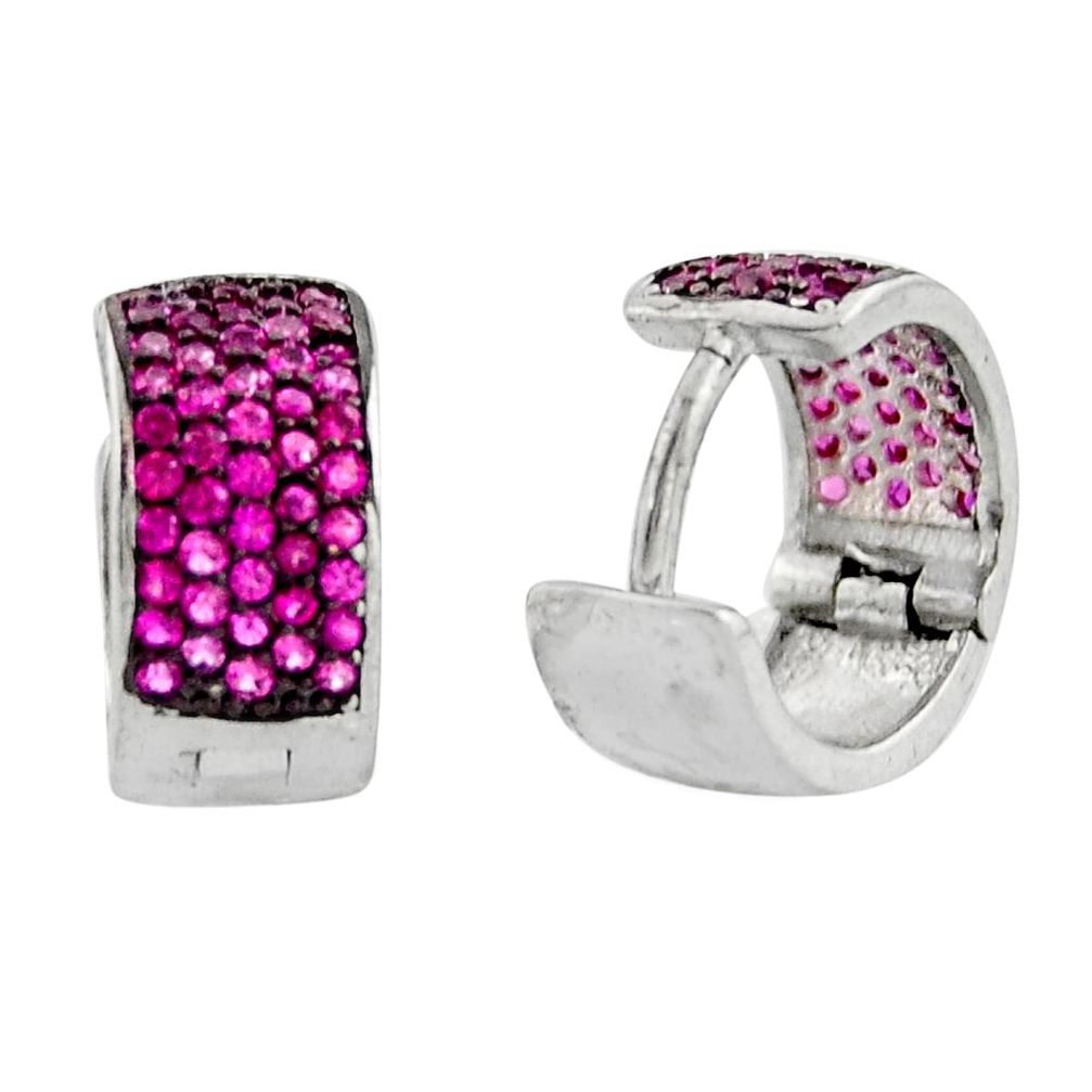 925 sterling silver 2.23cts red ruby (lab) stud earrings jewelry c9616