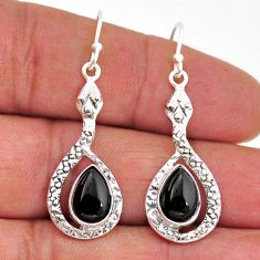 925 sterling silver 5.36cts snake natural black onyx dangle earrings y67909