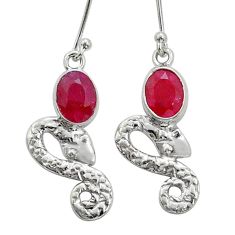 925 sterling silver 4.30cts snake natural red ruby dangle earrings u79051