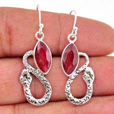 925 sterling silver 8.57cts snake natural ruby dangle earrings jewelry y67872