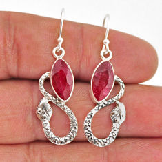 925 sterling silver 8.06cts snake natural ruby dangle earrings jewelry y67952