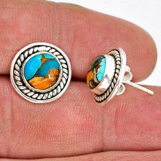 925 sterling silver 6.48cts spiny oyster arizona turquoise stud earrings u90494