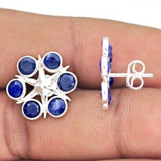 925 sterling silver 6.18cts star fish natural blue sapphire stud earrings u8058
