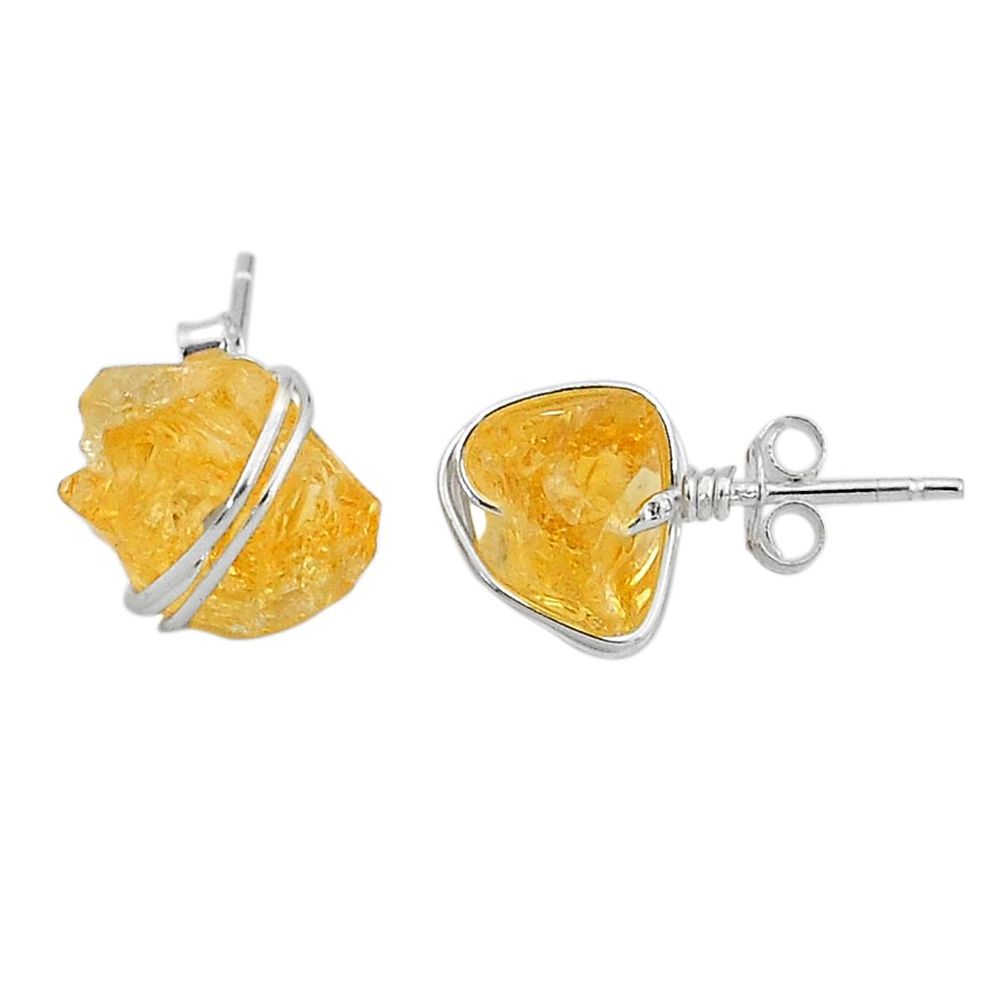 925 sterling silver 8.84cts yellow citrine raw earrings jewelry t6528