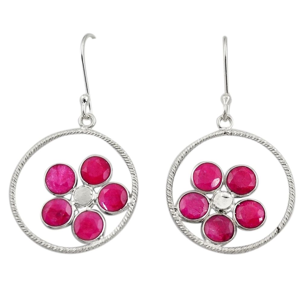 6.82cts natural red ruby 925 sterling silver dangle earrings jewelry d34725