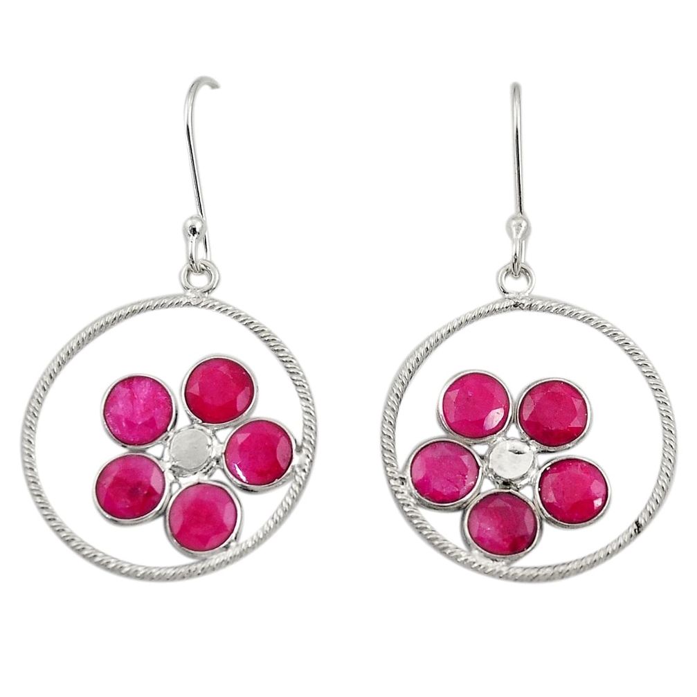 6.85cts natural red ruby 925 sterling silver dangle earrings jewelry d34728
