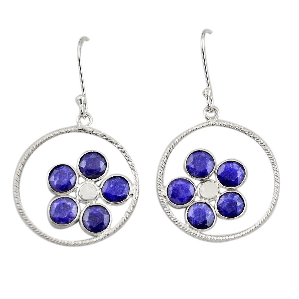 7.28cts natural blue sapphire 925 sterling silver dangle earrings jewelry d34738