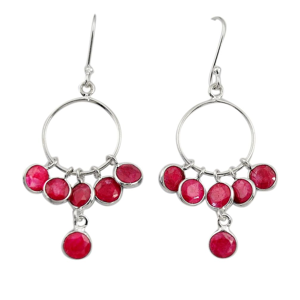 8.42cts natural red ruby 925 sterling silver dangle earrings jewelry d34747