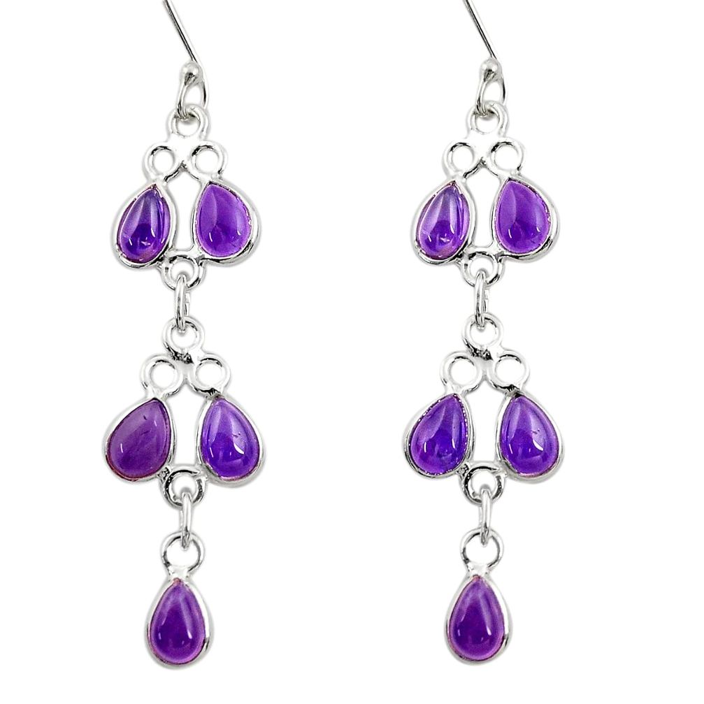 7.97cts natural purple amethyst 925 sterling silver dangle earrings d34757