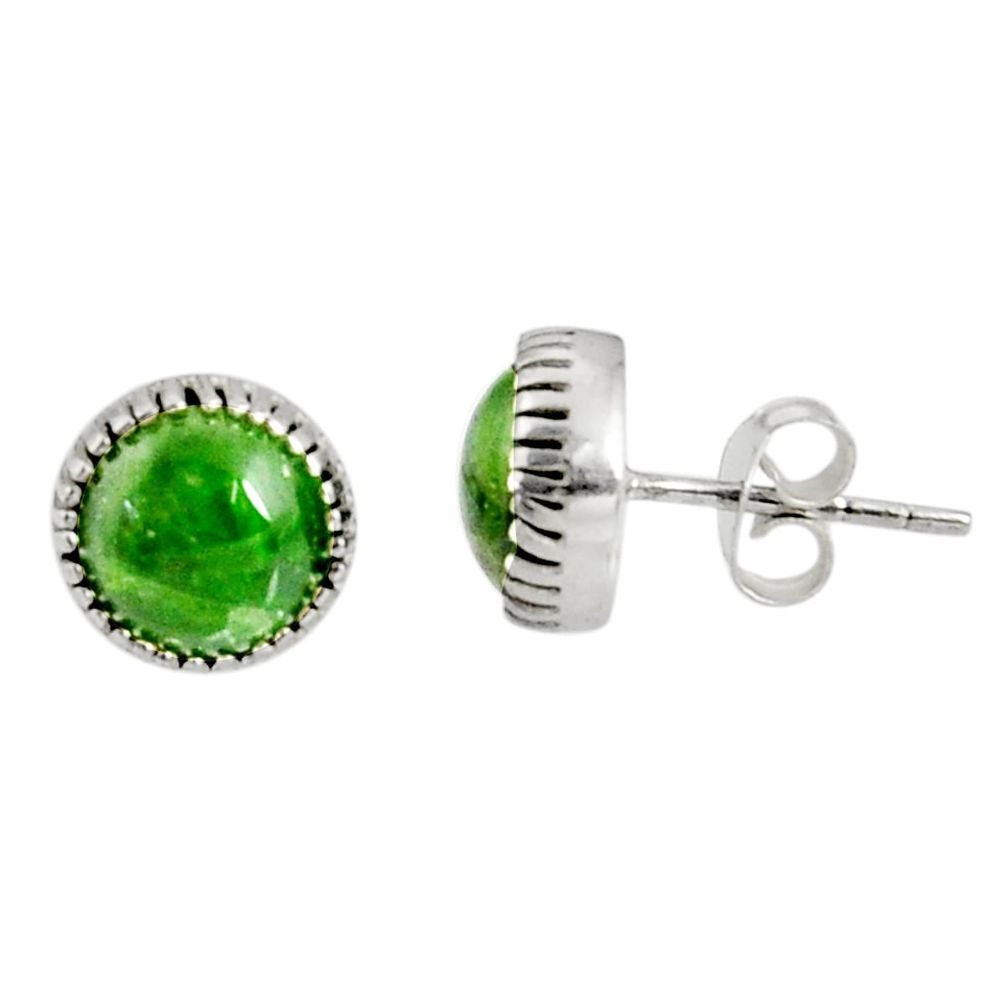 4.47cts natural green chrome diopside 925 sterling silver stud earrings d34767