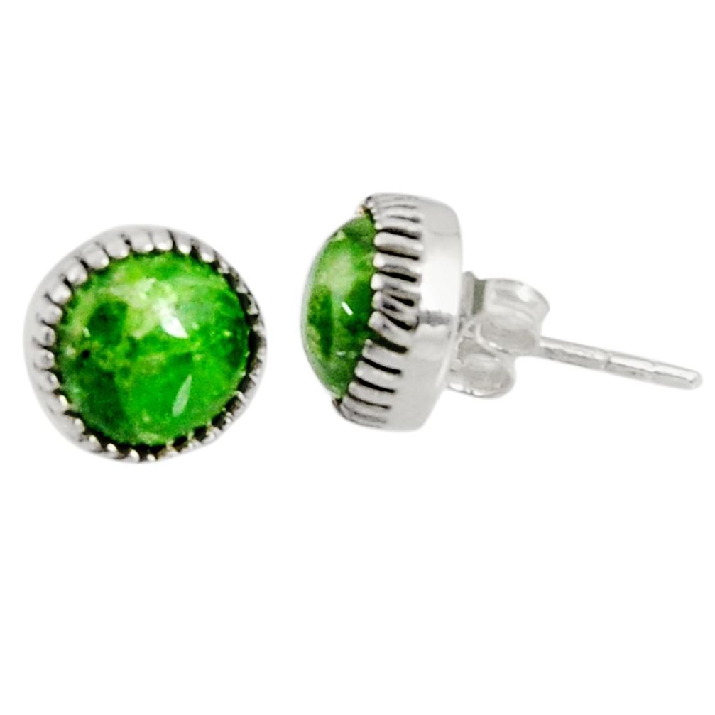 5.46cts natural green chrome diopside 925 sterling silver stud earrings d34770